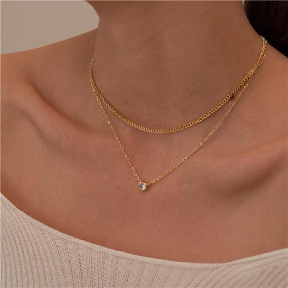 Diamond Necklaces for Women, Dainty 14k Gold/Sterling Silver Choker Necklace - Picture 4 of 6